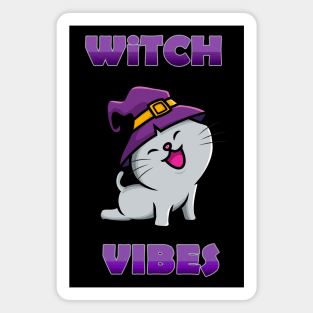 Cute Kawaii Witch Cat  Witch Vibes Wiccan Spiritual Magnet